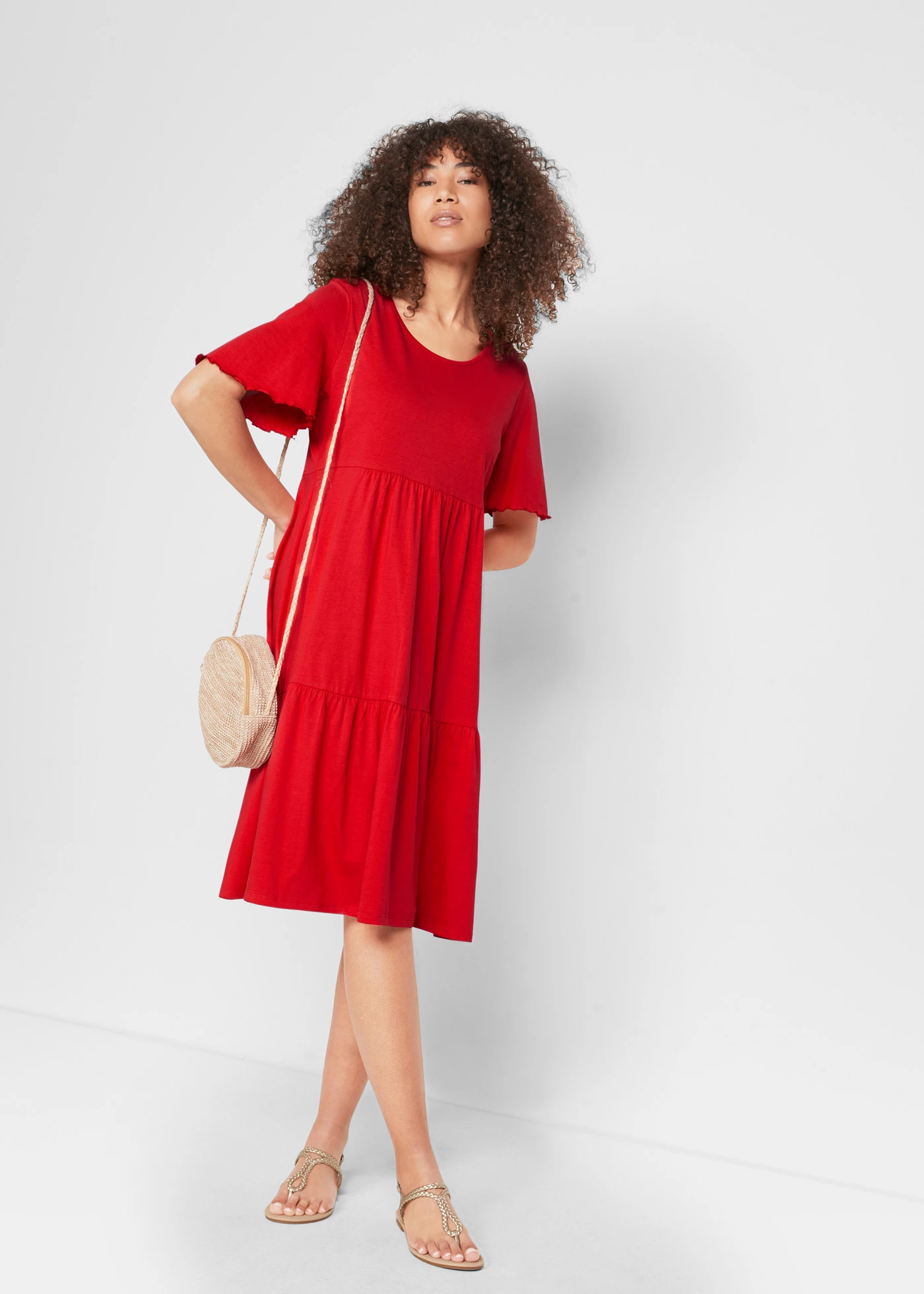 Žerzejové šaty z čisté bavlny • rajčatově červená • bonprix obchod