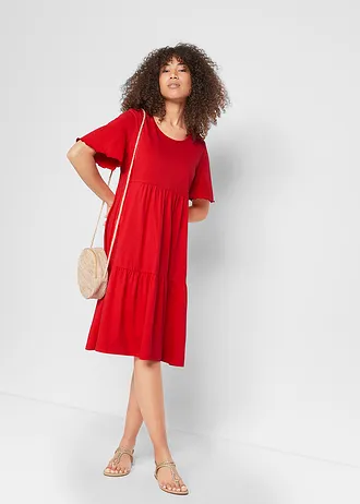 Žerzejové šaty z čisté bavlny • rajčatově červená • bonprix obchod