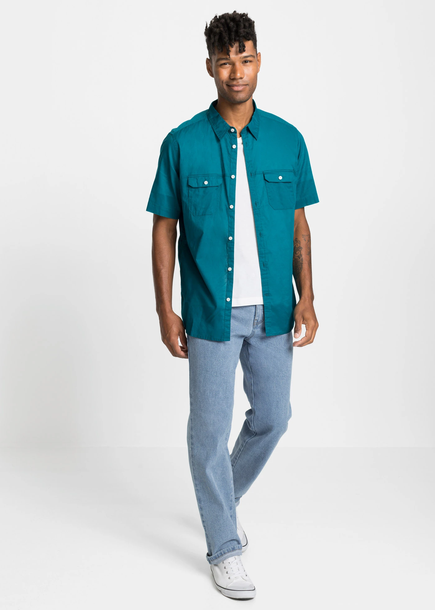 Lehká košile s krátkým rukávem • modrozelená • bonprix obchod