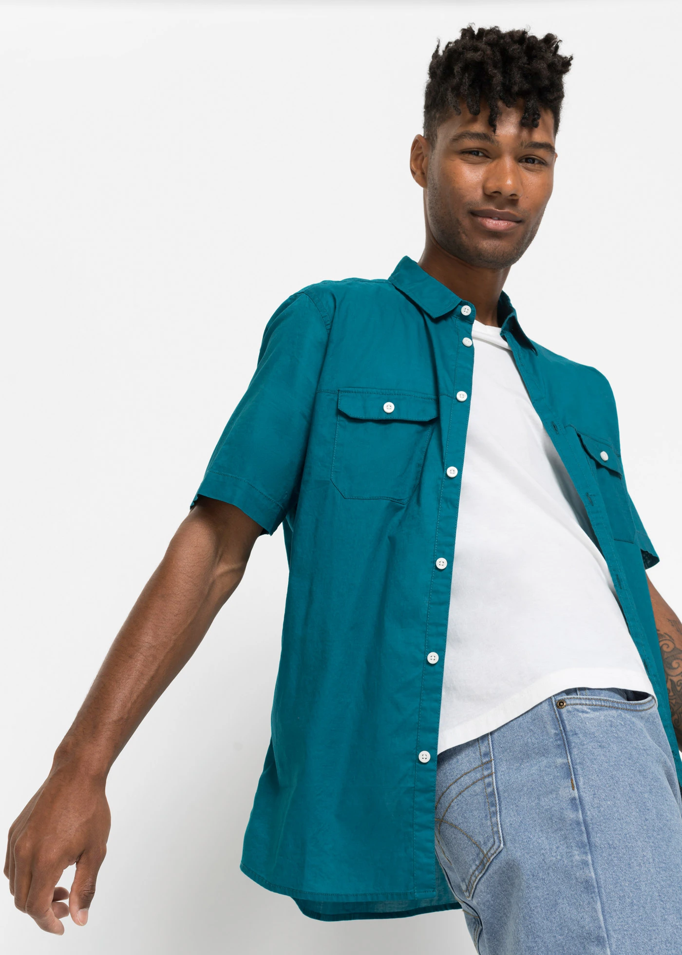 Lehká košile s krátkým rukávem • modrozelená • bonprix obchod