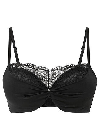 Push up bh met beugels, Kleur: zwart