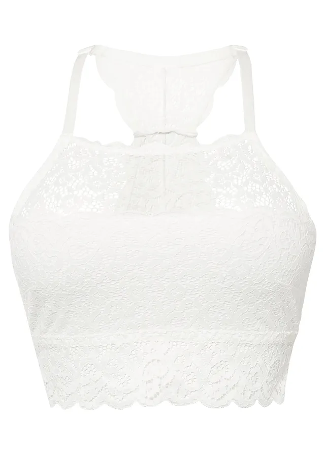 Brassière en dentelle extensible, Couleur: blanc