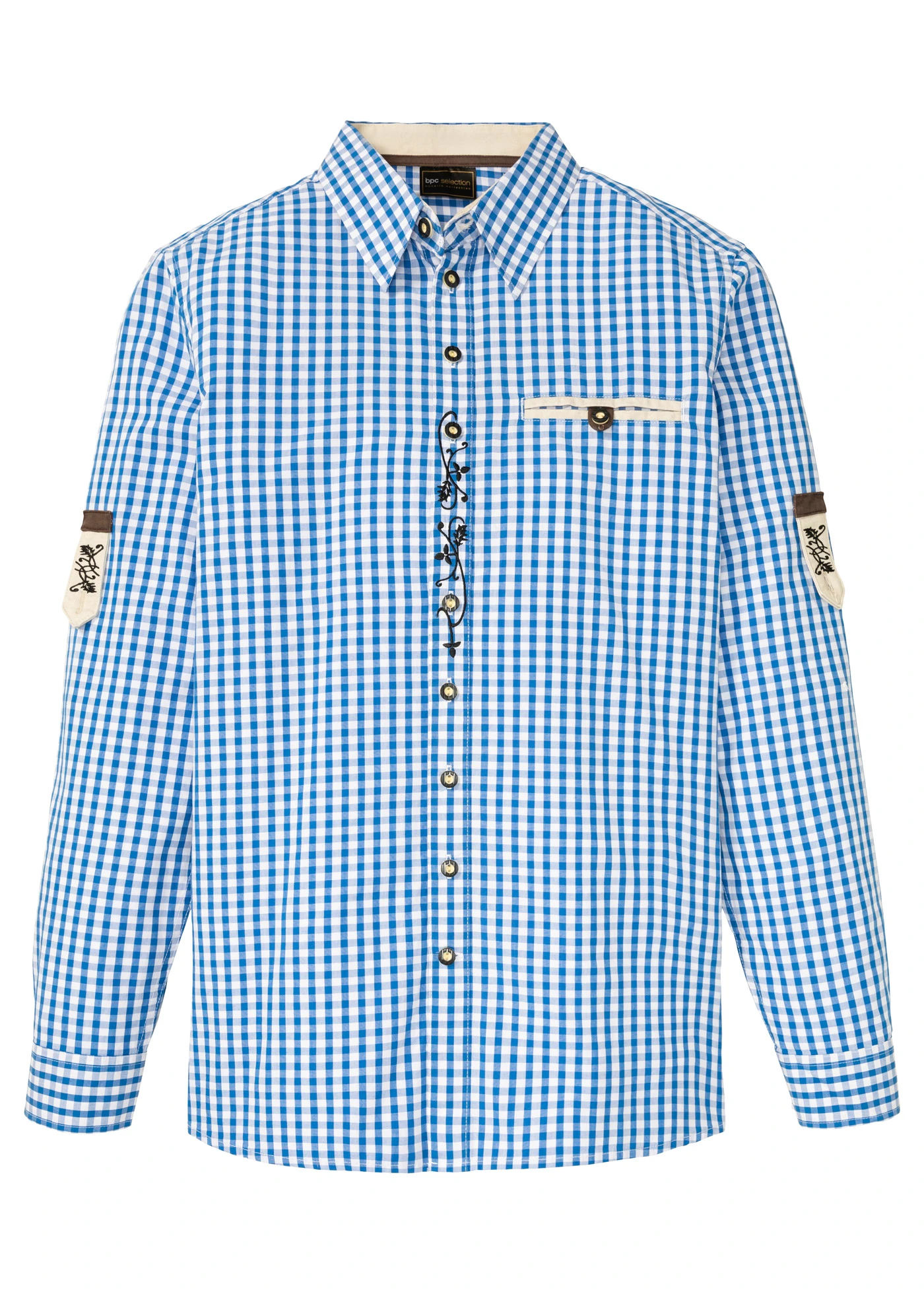 Krojová košile se založenými rukávy • azurově modro-bílá kostka • bonprix obchod