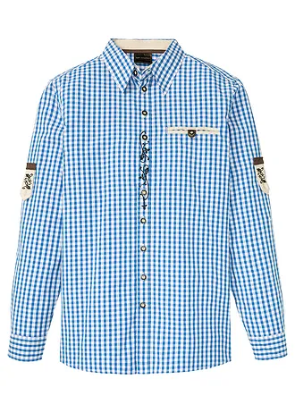 Tiroler overhemd met oprolbare mouwen • azuurblauw-wit geruit • bonprix online shop