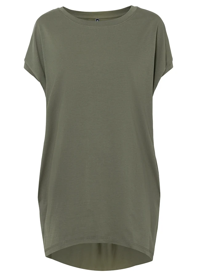 T-shirt long 100% coton, Couleur: olive