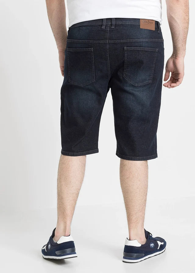 Stretch jeans bermuda met verstevigd kruis, regular fit, Kleur: donkerblauw denim