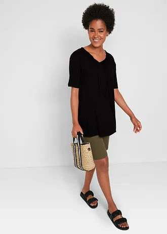 T-shirt tunique en viscose extensible • noir • Boutique bonprix