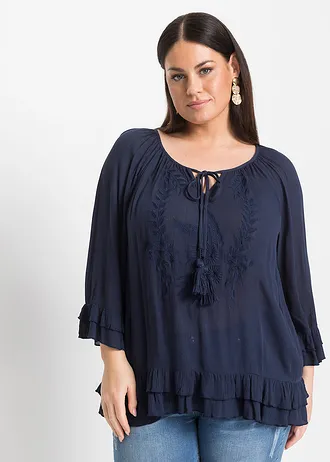 Tuniek met borduursel, Kleur: donkerblauw