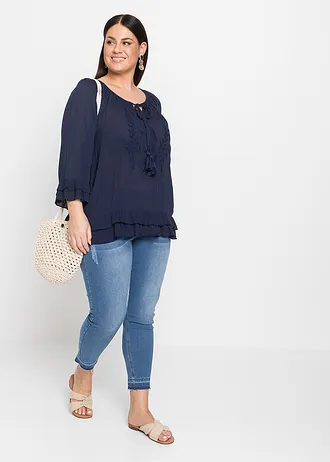 Tuniek met borduursel, Kleur: donkerblauw