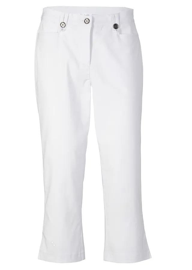 7/8 bengaline broek met comfortband, Kleur: wit