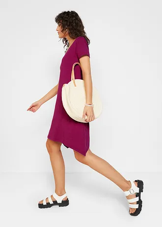 Korte, katoenen shirtjurk van slub garen • violetorchidee • bonprix online shop