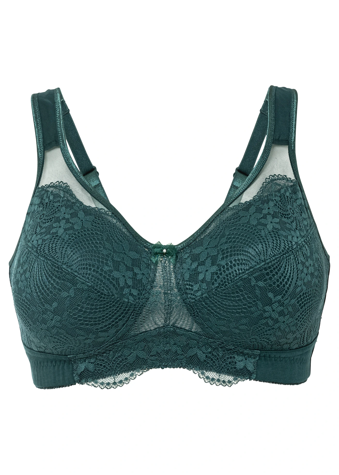 Odlehčující podprsenka bez kostic, s organickou bavlnou a s polstrovanými ramínky • tmavě zelená • bonprix obchod