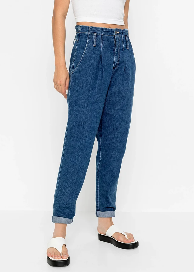 Mom sztreccsfarmer High Waist • kék kőmosott • bonprix áruház