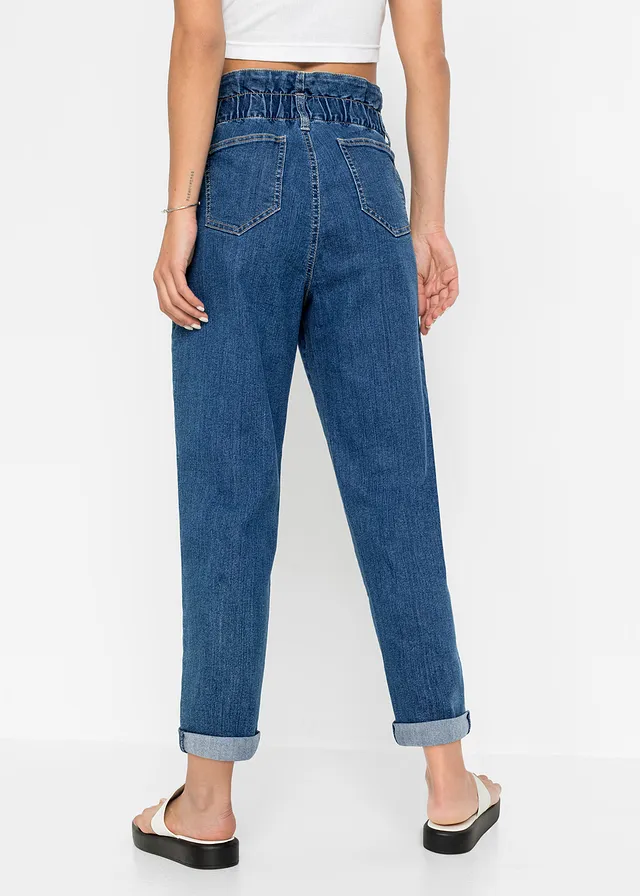 Jean mom extensible, taille haute • bleu stone • product-page.page-title-suffix