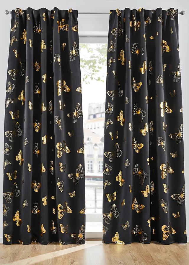 Draperie de întunecare cu imprimeu lucios cu fluturaşi (1buc.)
