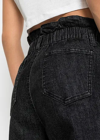 Strečové žíny Mom, High Waist • černý denim • bonprix obchod