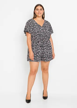 Jumpsuit van viscose, Kleur: donkerblauw gebloemd