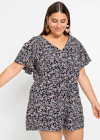 Jumpsuit van viscose, Kleur: donkerblauw gebloemd