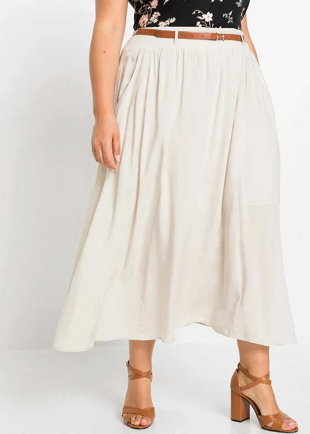 Jupe longue avec ceinture (ens. 2 pces), Couleur: beige