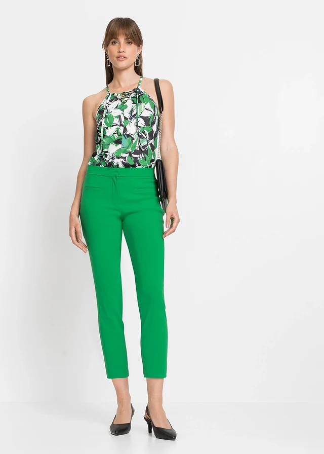 7/8 broek van bengaline, Kleur: grasgroen