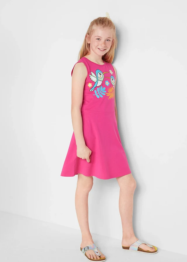 Meisjes jersey jurk (set van 3) van biologisch katoen, Kleur: soft mint+diepviolet+pinklady