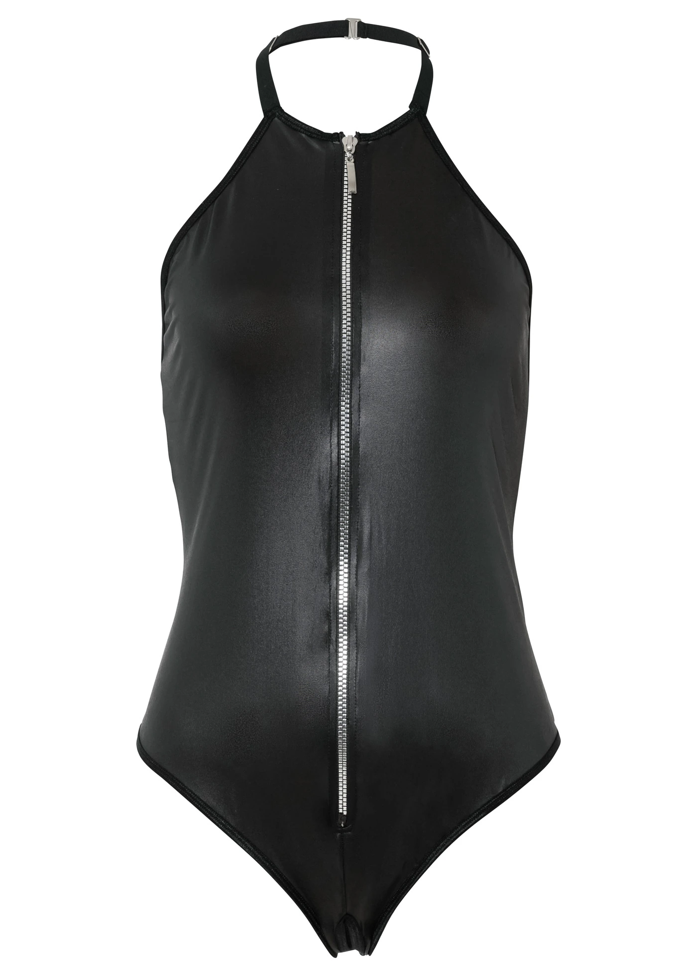 Stringbody ouvert in wetlook • zwart • bonprix online shop