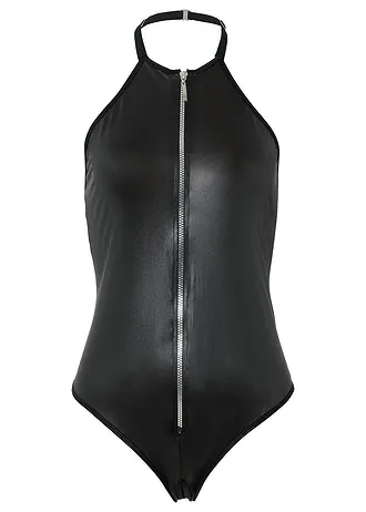 Stringbody ouvert in wetlook • zwart • bonprix online shop