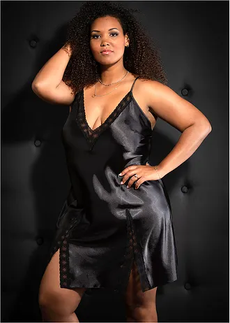 Saténové negližé, barva: černá