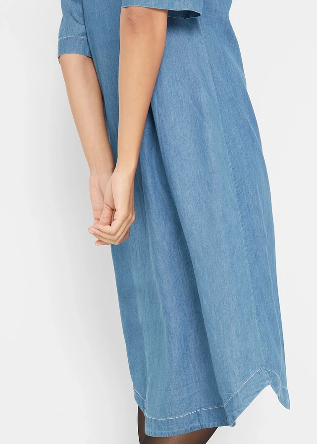 Robe en coton jean longueur genou, demi-manches • bleu stone • product-page.page-title-suffix