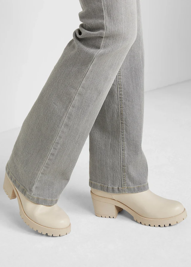 Bootcut comfort stretch jeans, mid waist • lichtgrijs used • product-page.page-title-suffix