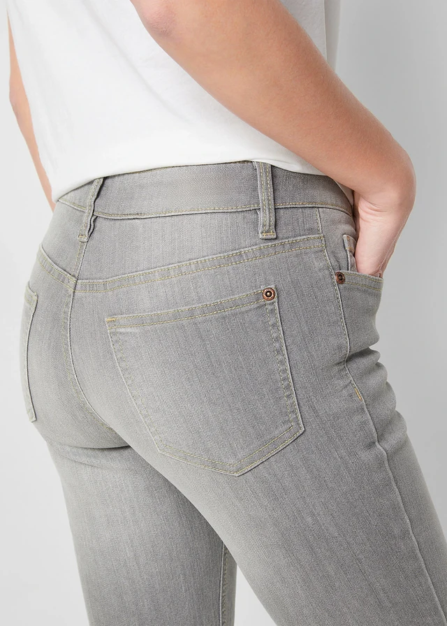 Bootcut comfort stretch jeans, mid waist • lichtgrijs used • product-page.page-title-suffix
