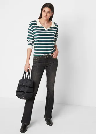 Pohodlné strečové džíny Bootcut, Mid Waist • černý denim used • bonprix obchod