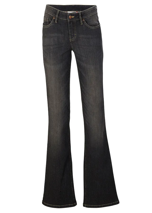 Bootcut comfort stretch jeans, mid waist