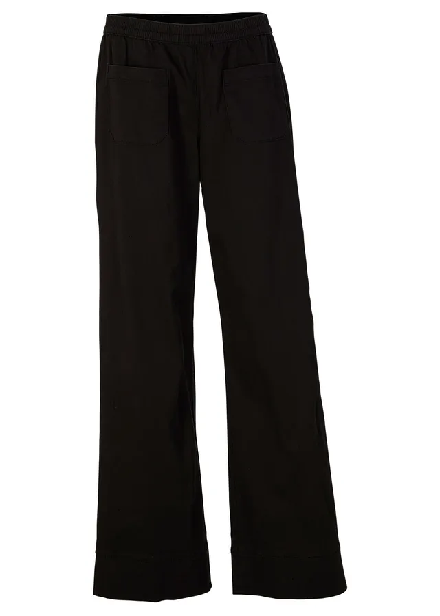 Pantaloni evazaţi cu talie înaltă, twill
