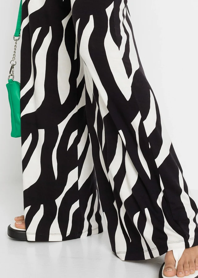 Pantalon doux en jersey viscose • blanc/noir imprimé • product-page.page-title-suffix