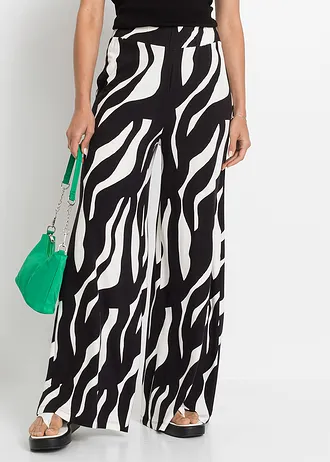 Gedessineerde broek van soepele viscose • wit/zwart • bonprix online shop