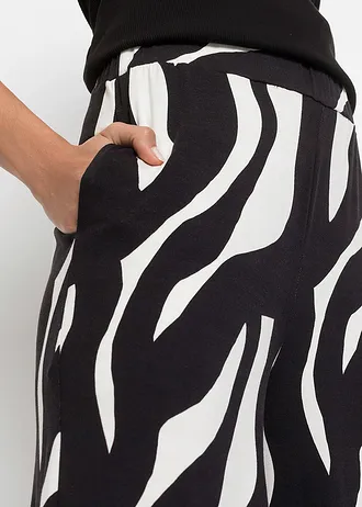 Gedessineerde broek van soepele viscose • wit/zwart • bonprix online shop