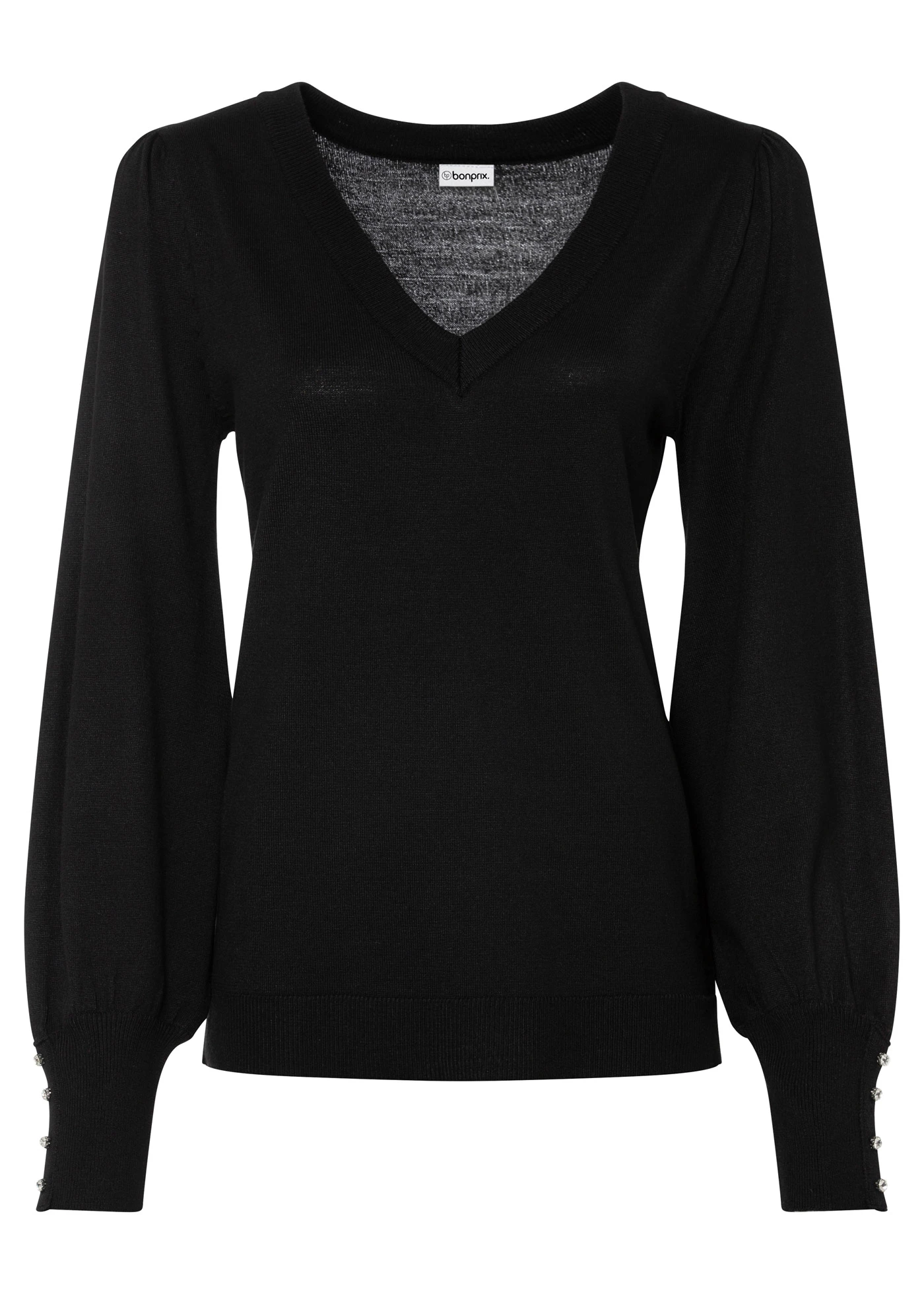 Svetr z jemné pleteniny ze směsi s viskózou • černá • bonprix obchod