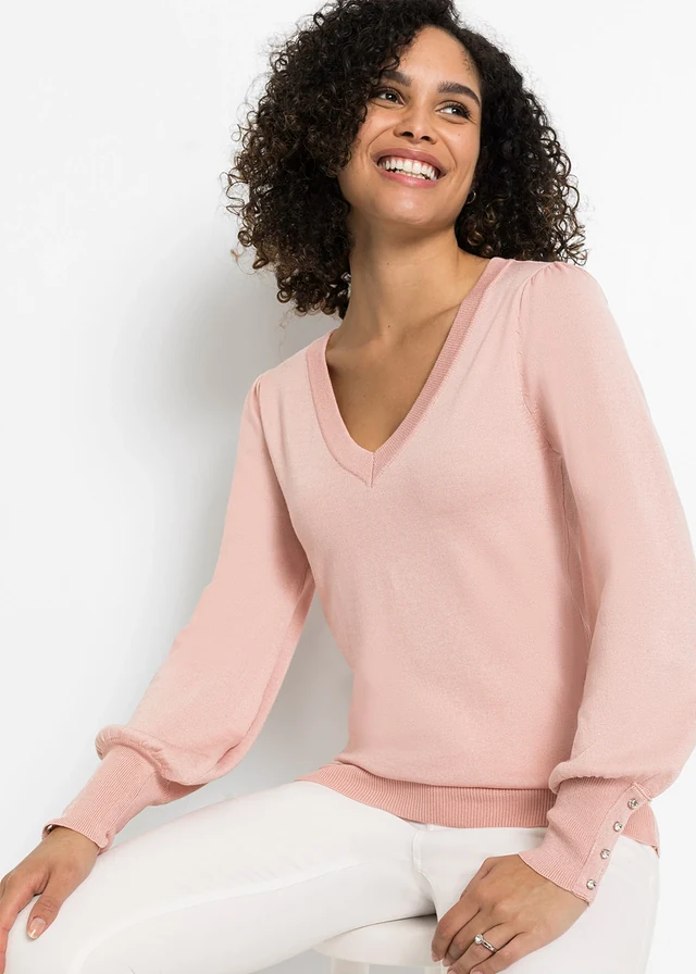Pull en fine maille, viscose majoritaire, Couleur: rose vintage
