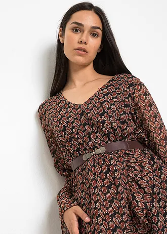 Ceinture extensible, Couleur: marron café/doré