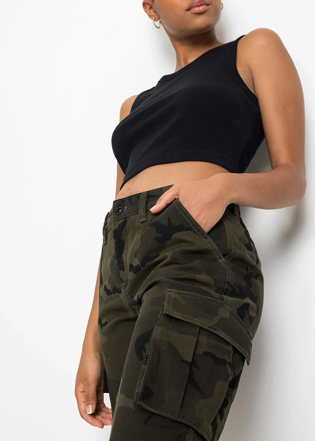 Pantalon cargo 100% coton • olive imprimé • product-page.page-title-suffix