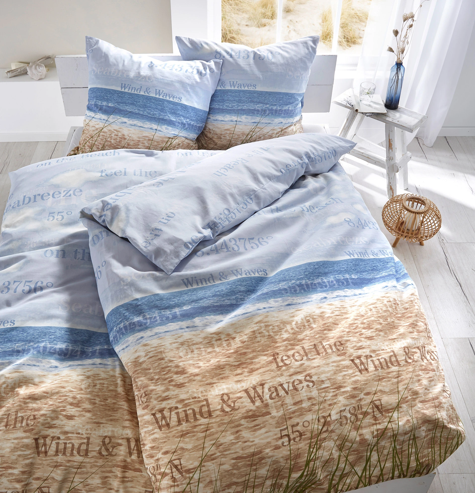 Dekbedovertrek met maritiem dessin • lichtblauw - lichtblauw - wit... - zilverkleur - lichtblauw - blauw - zandbeige - lichtbruin - lichtbruin - lichtbruin - taupe - grijsbruin - cactusgroen - mosgroen - donkermosgroen • bonprix online shop