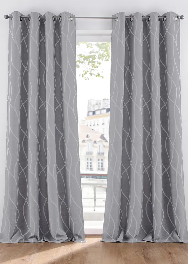 Gordijn van jacquard (1 stuk), Kleur: grijs