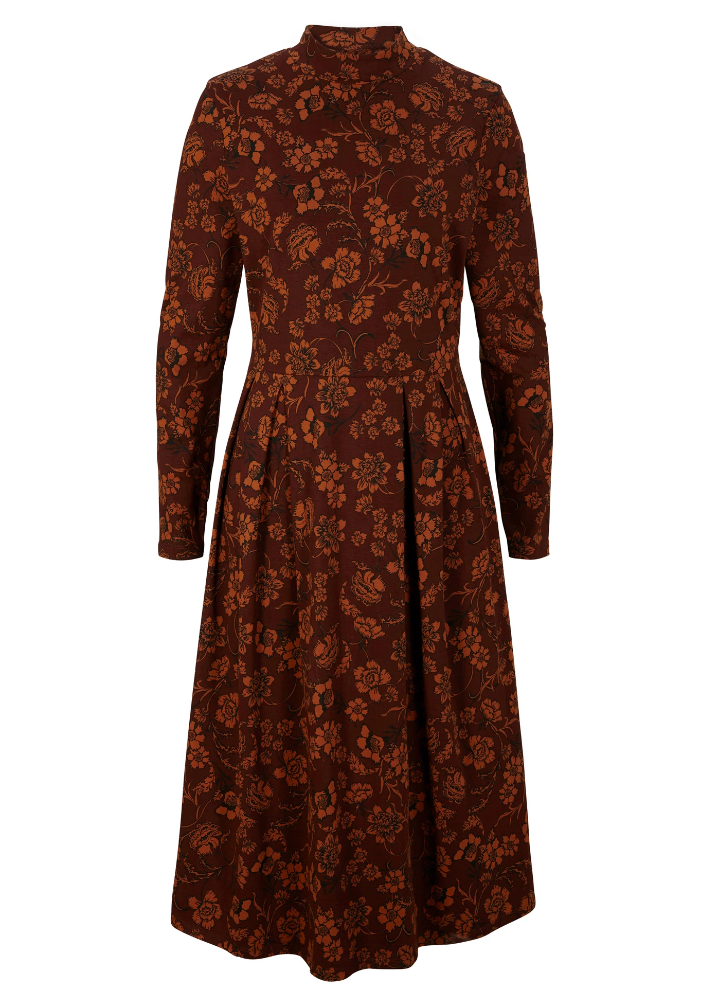 Žerzejové šaty z bavlny • tmavě hnědá s květy • bonprix obchod
