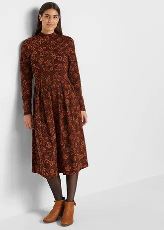 Robe en jersey coton • marron café floral • Boutique bonprix
