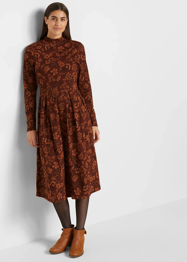 Robe en jersey coton • marron café floral • product-page.page-title-suffix