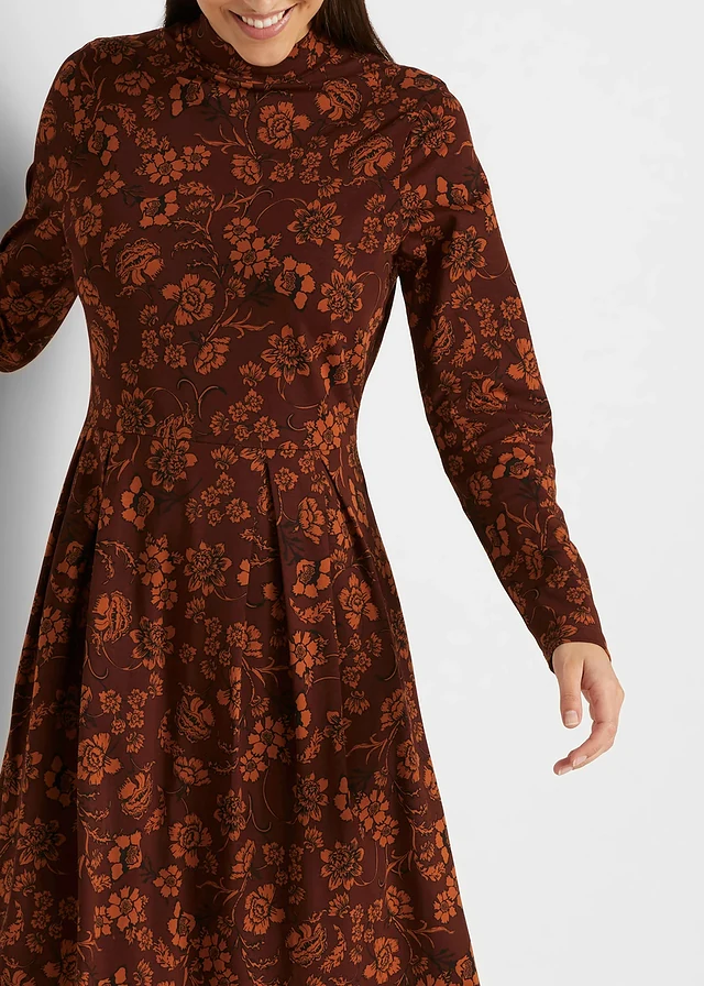 Robe en jersey coton • marron café floral • product-page.page-title-suffix