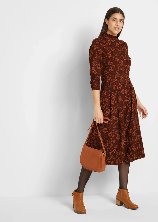 Robe en jersey coton • marron café floral • product-page.page-title-suffix