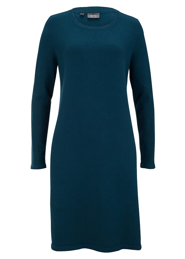 Basic gebreide jurk met gerecycled katoen • donkergroen • bonprix online shop