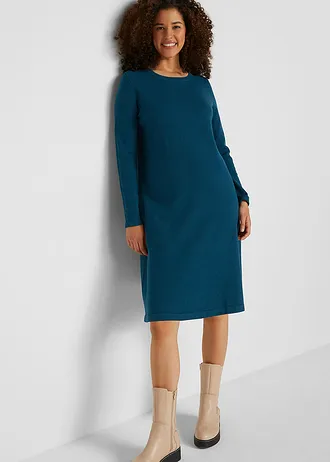 Basic gebreide jurk met gerecycled katoen • donkergroen • bonprix online shop